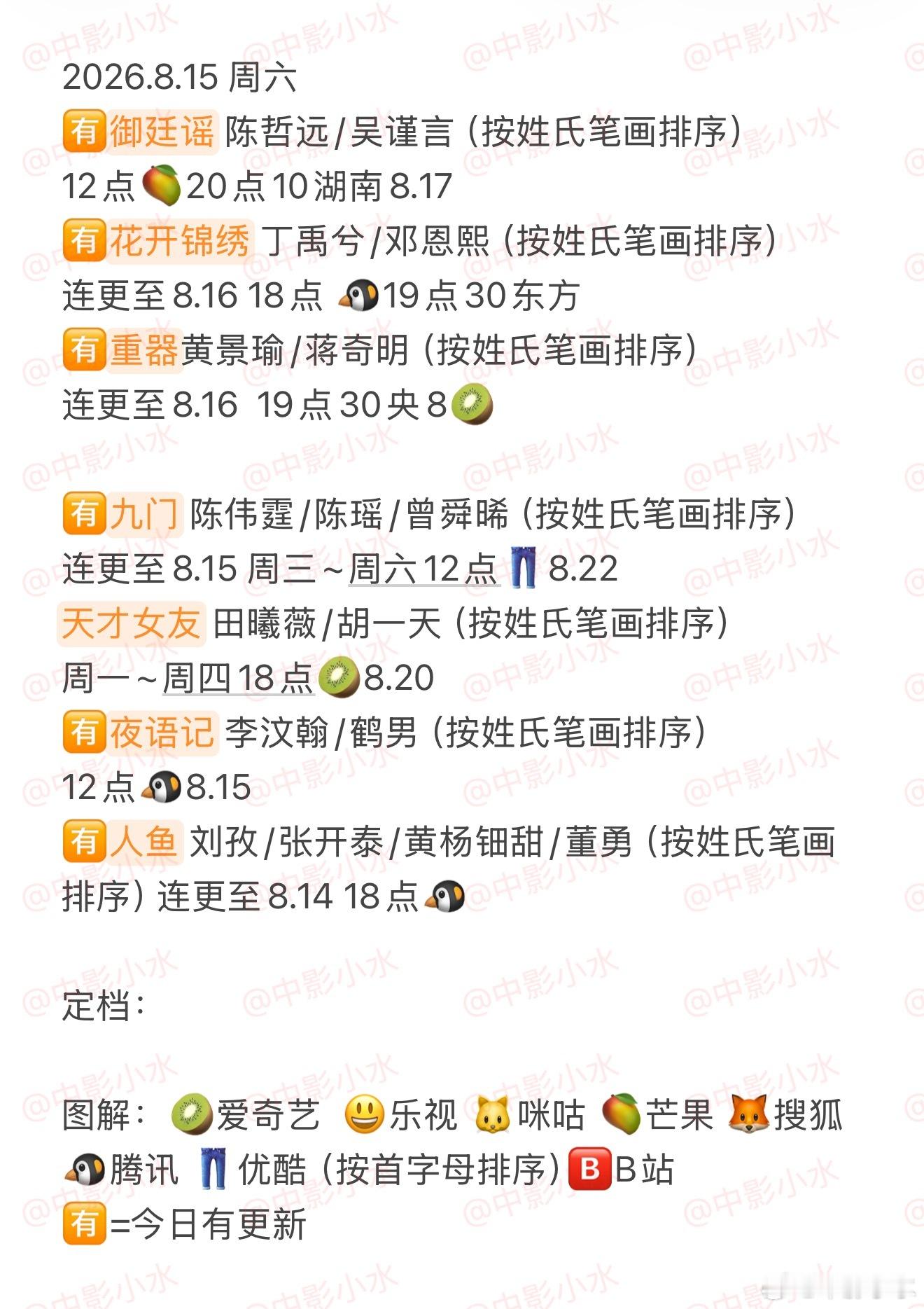 拯救剧荒 8月15日，今晚看点啥？？图1 追剧日历 图2 综艺日历  图3  已