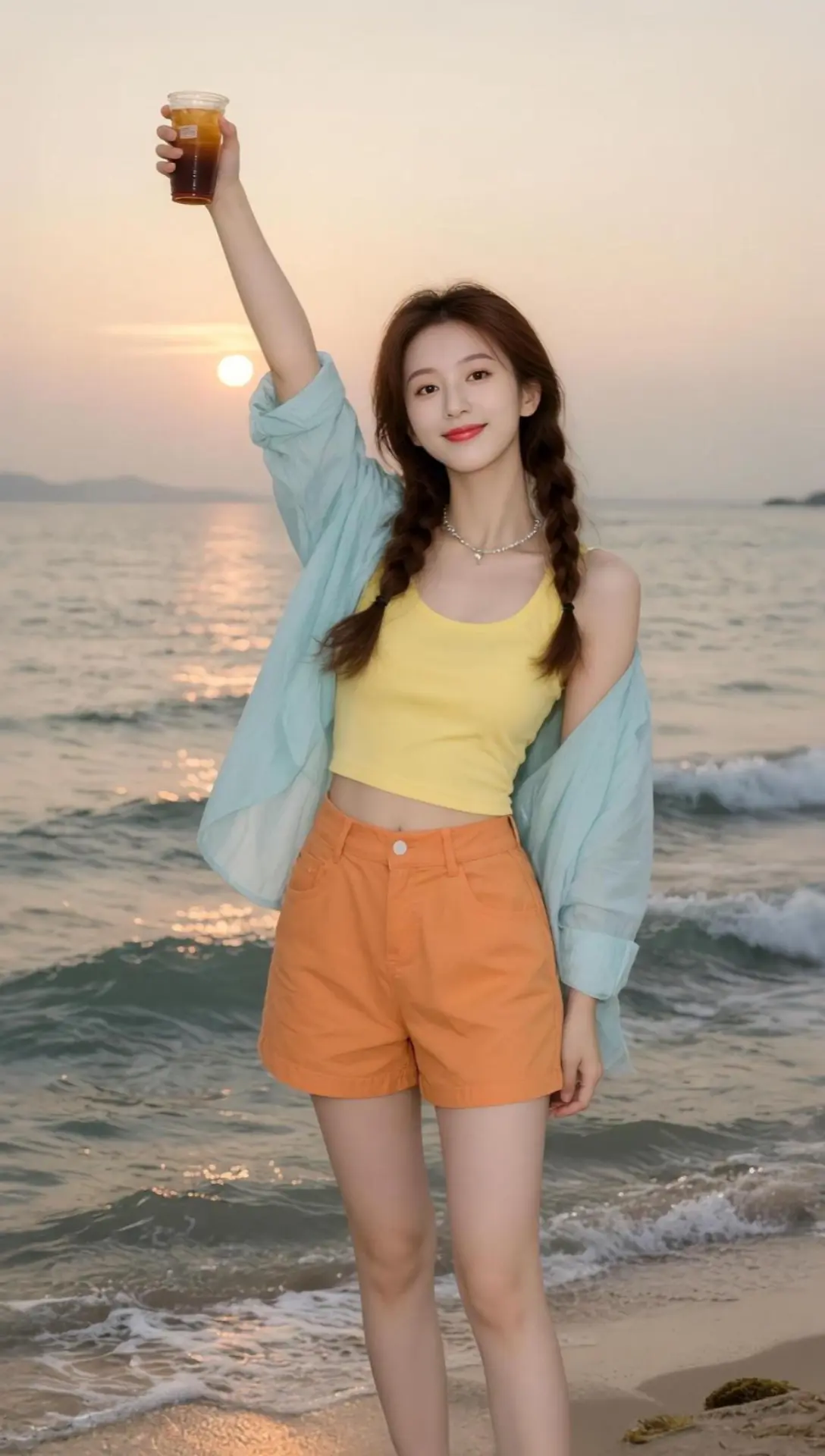 AI海滨柔光写真 ai创作