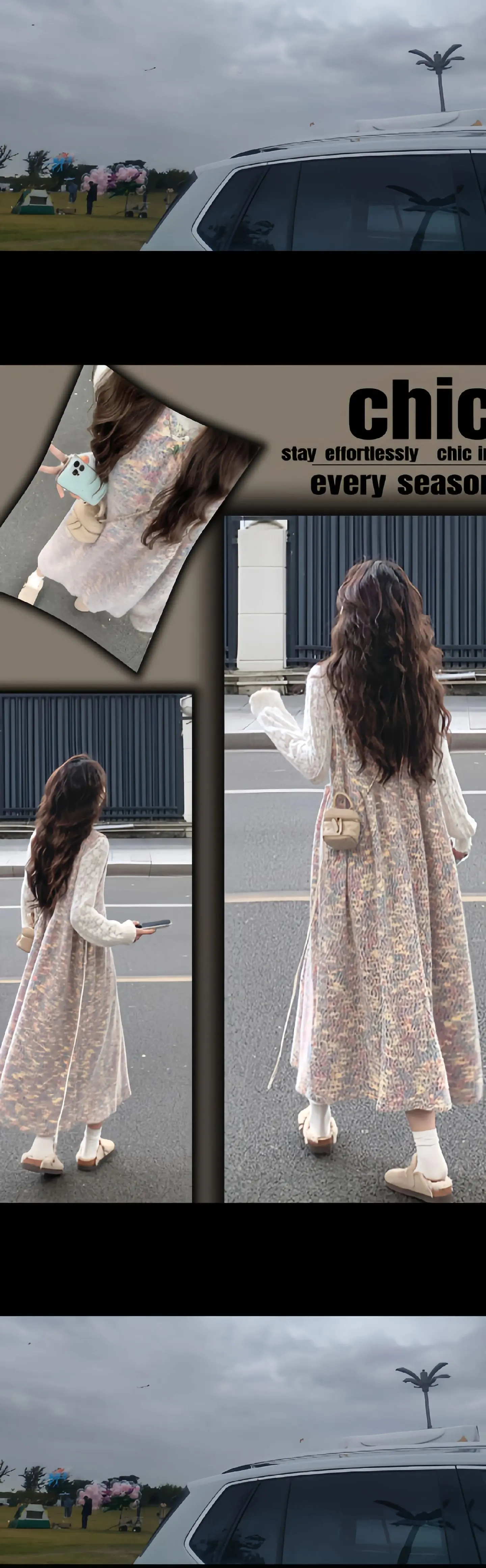 甜美减龄内搭蕾丝上衣 气质宽松中长款针织背心连衣裙👗