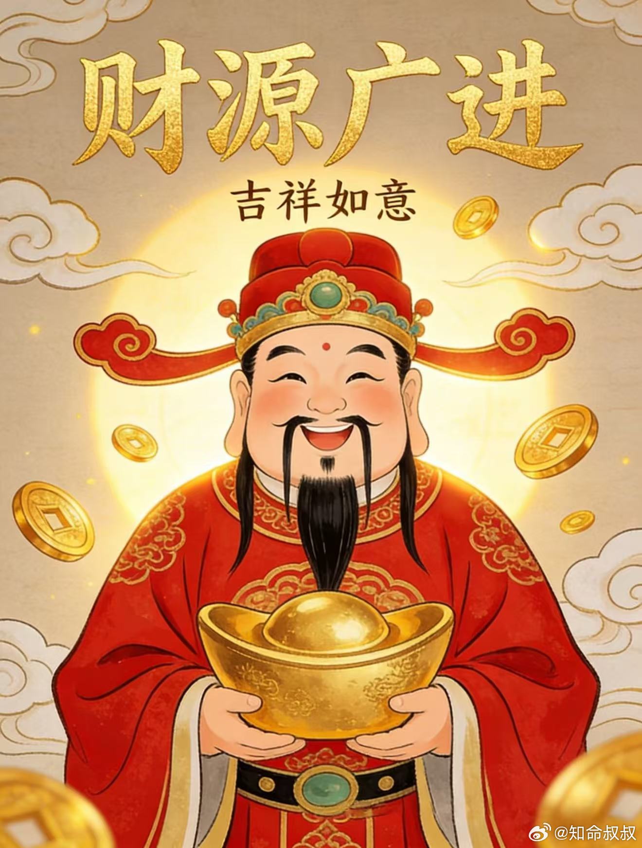 财神到🙏，愿财神降祥送财鸿运当头，愿日进斗金岁岁无忧，生意火爆客满层楼，事业高