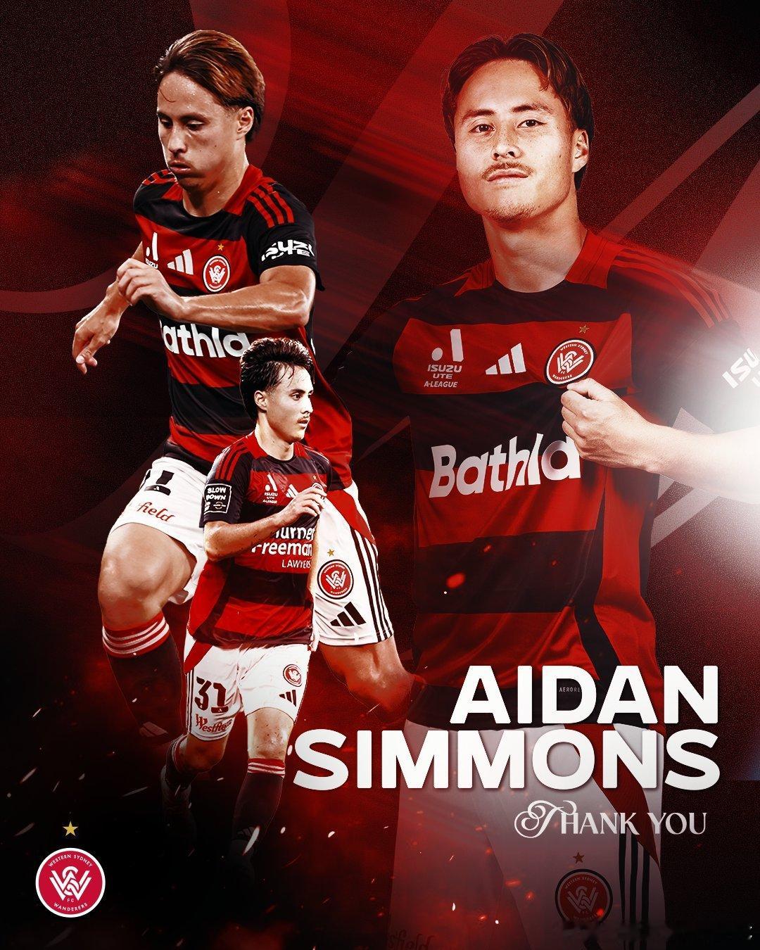 俱乐部官方宣布球队右后卫Aidan Simmons与球队合同到期后离队。感谢他在