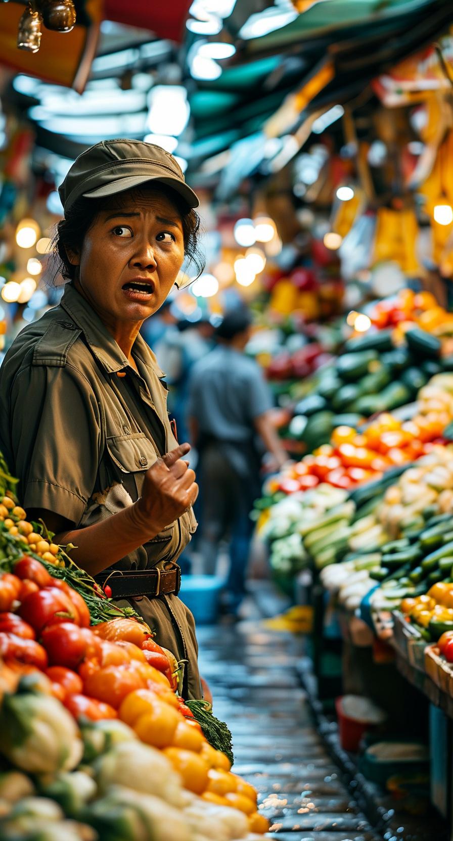 《散落人间的温暖》

傍晚六点的菜市场，人潮如织。医院门口的通道被一辆满载货物的