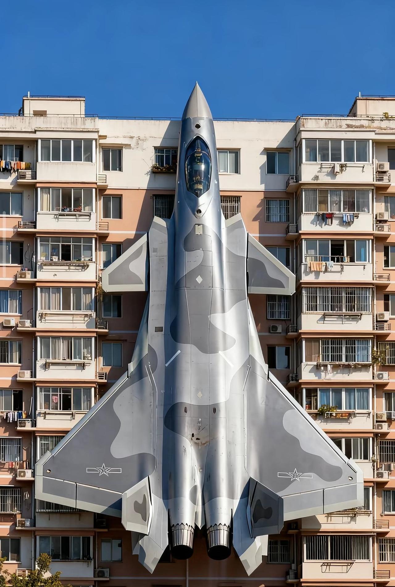 当威龙“飞”入寻常巷陌！一居民区惊现巨型歼-20模型。家门口的“国之重器”，带来