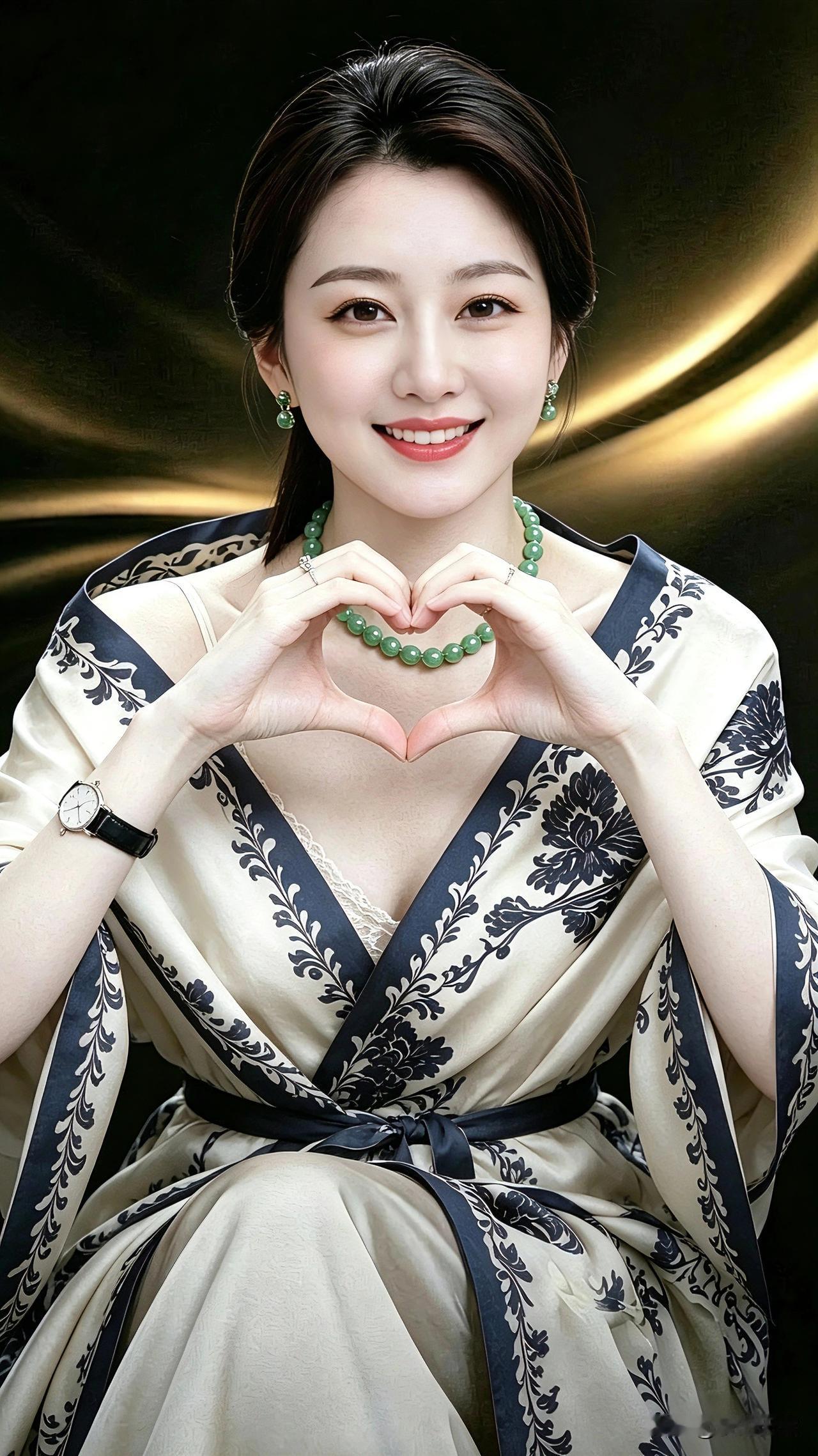 国风雅致氛围感写真，青花瓷纹样服饰温婉大气，玉石配饰点缀，从容舒展，尽显东方女性