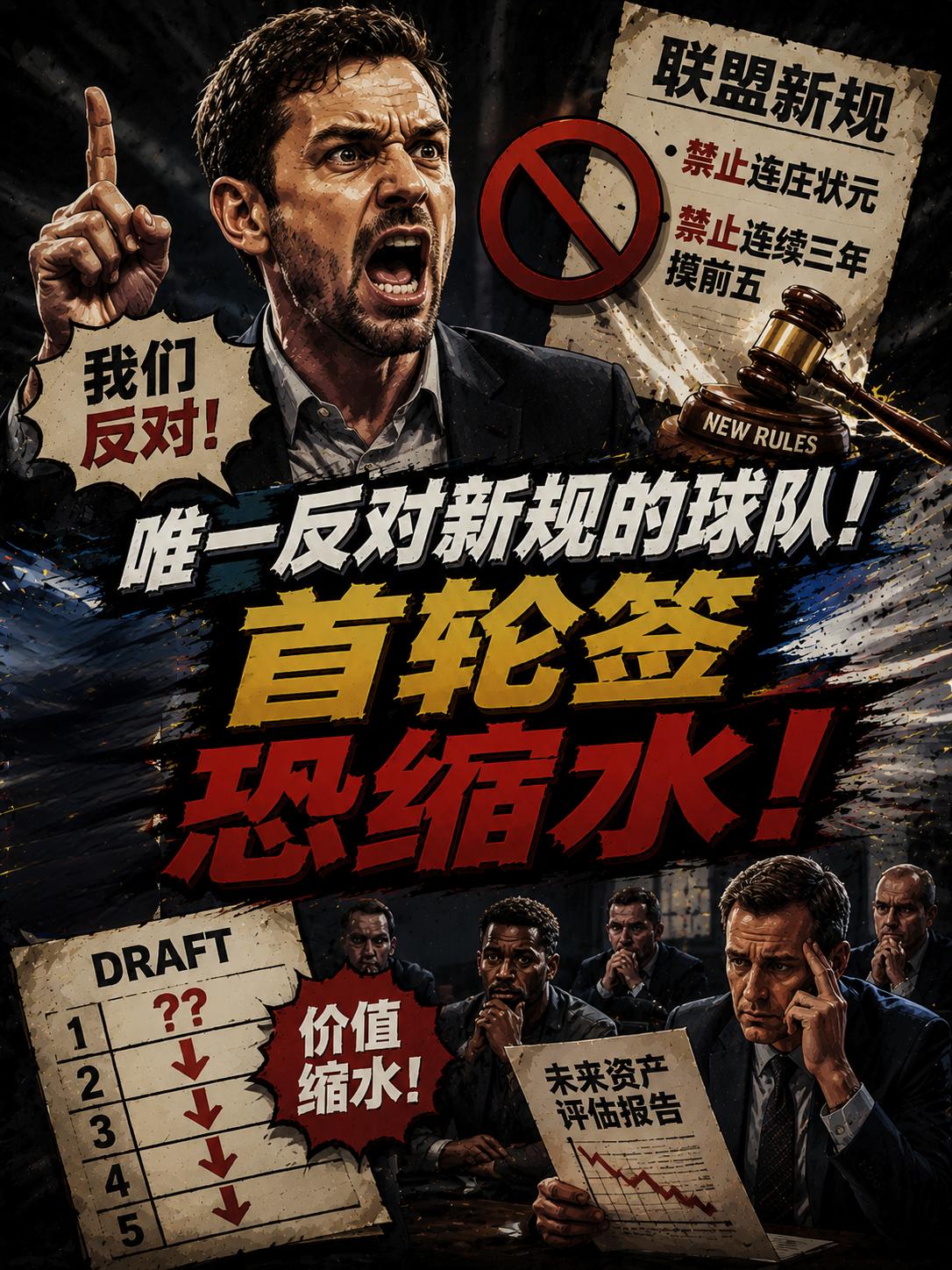 反对NBA新规的球队现身，在这种情况下，另一支球队的首轮签极有可能会受到影响。而