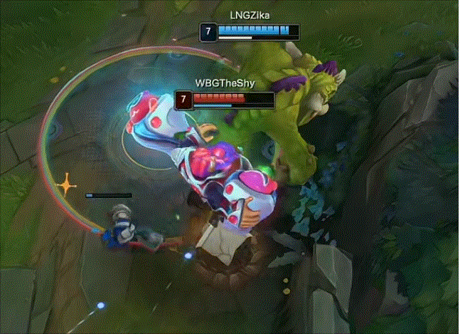 Zika这小辈不错，懂尊重，懂平安，懂防爆纳尔单杀了Theshy的酒桶，也不亮弱