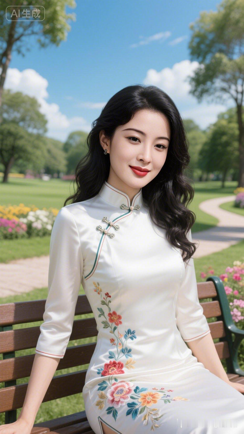 优雅的旗袍，花间漫步，尽显东方韵味！