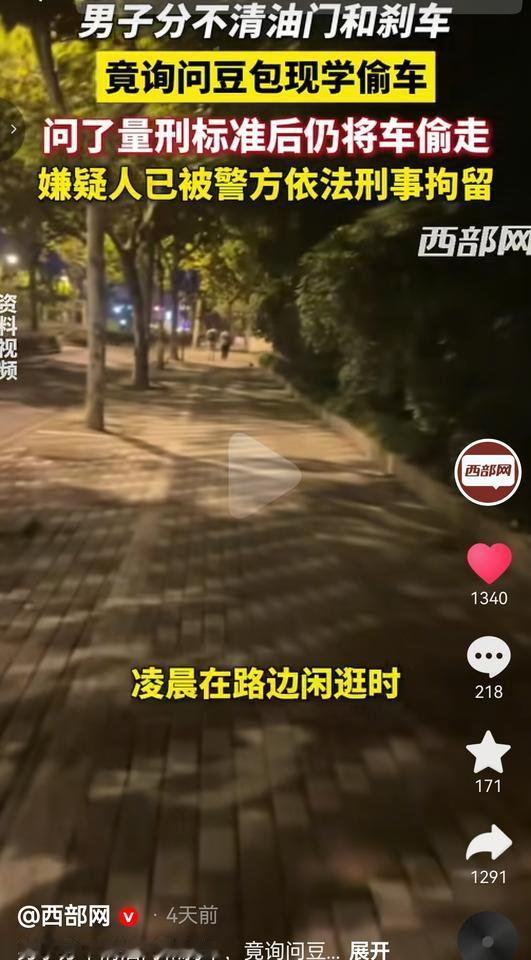 离谱！男子分不清油门刹车，查AI自学偷车，明知量刑仍作案落网
 
6月18日，西
