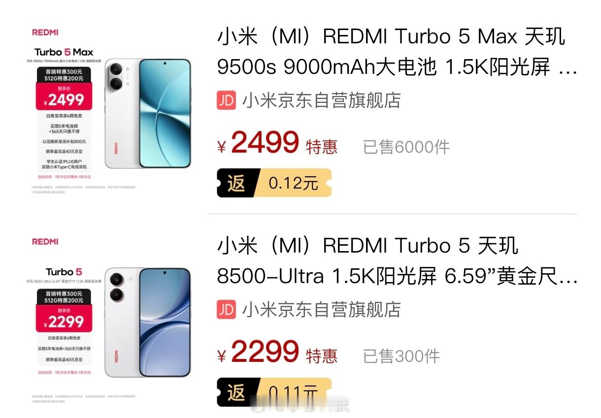 穆fans已确认，昨天发布的Turbo5系列在某东一夜的销售量6K+，其中：Tu