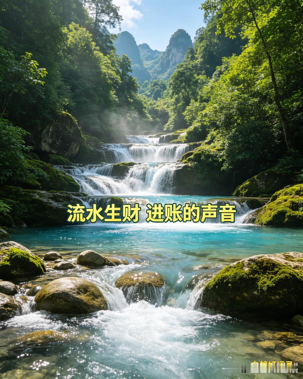这瀑布的声音真像流水生财。