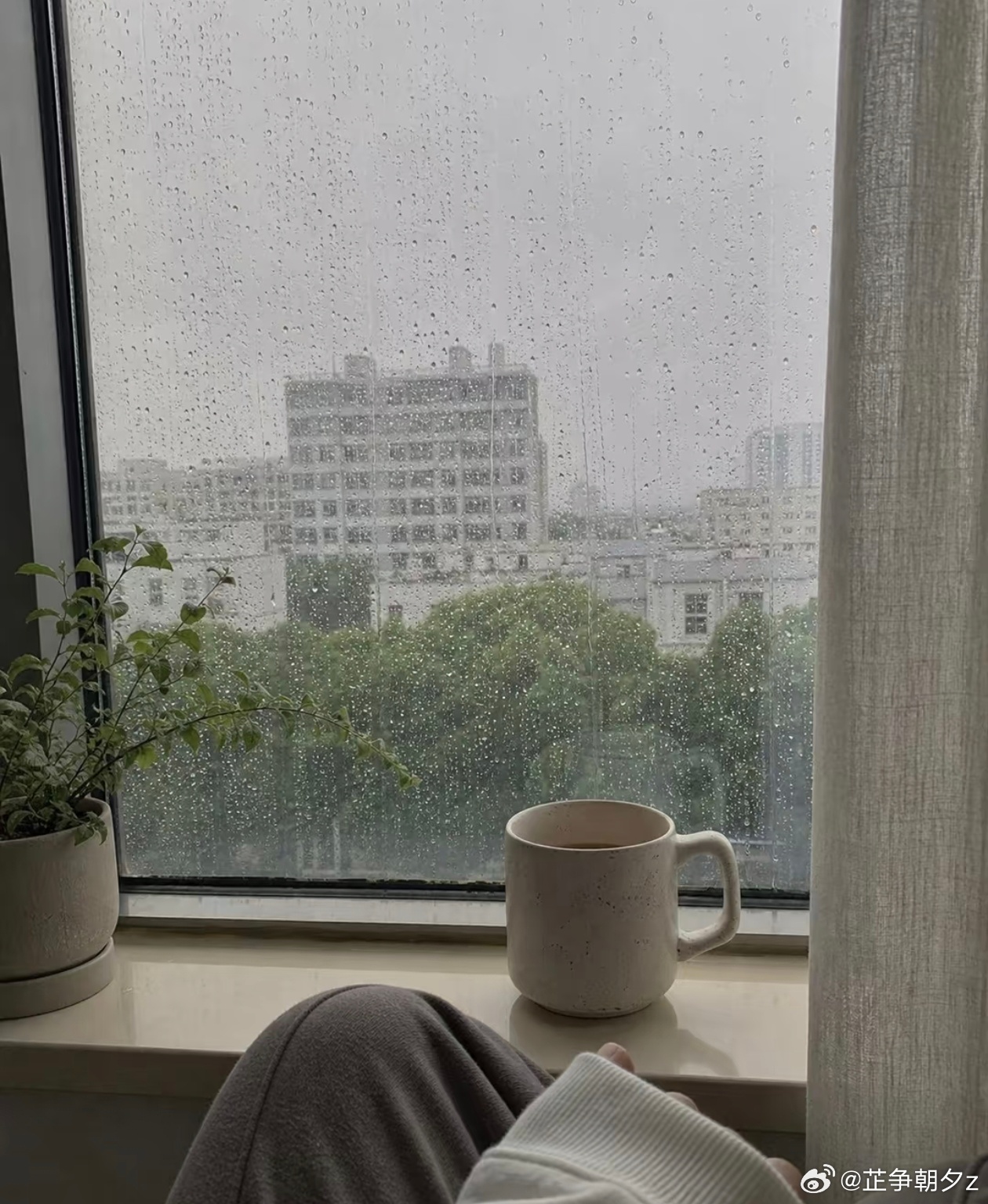 窗外下雨了☔正在外面游玩的小伙伴，雨天出行小心慢行。愿大家假期一路平安，所见皆是