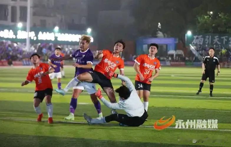 4月12日下午3点左右，永超联赛第四轮赛事中，冷水滩勇闯天涯队客场1:4惜败于祁