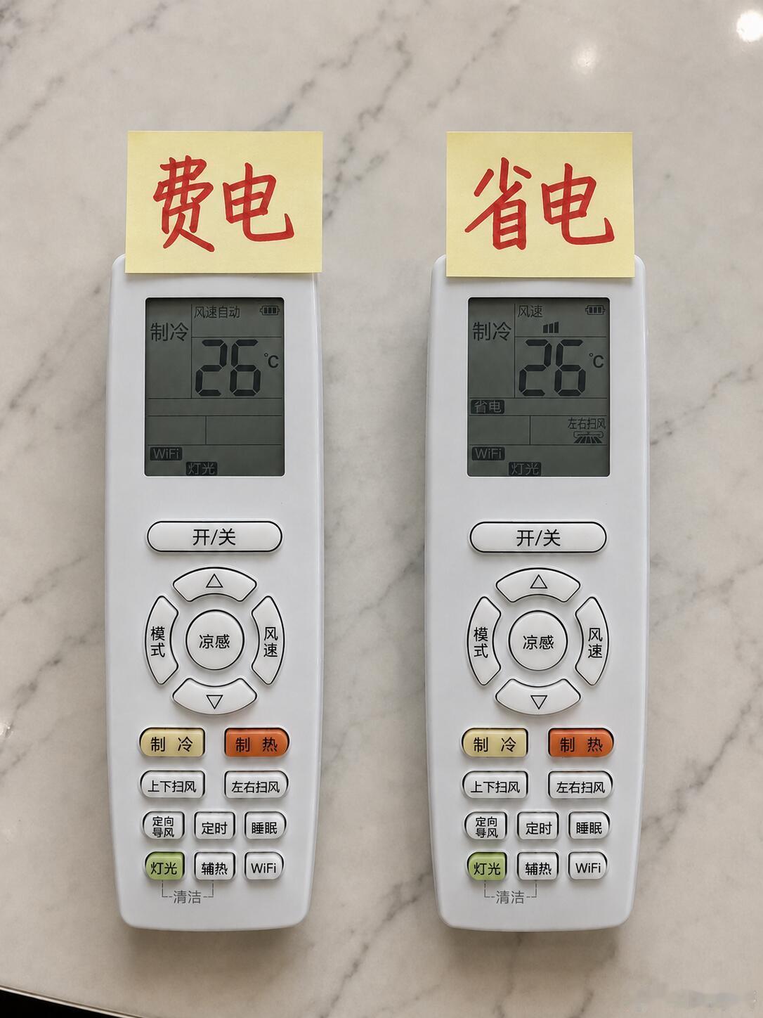空调原来这么省电空调原来这么省电步骤：1、空调开机2、调到26度3、风速调到2或