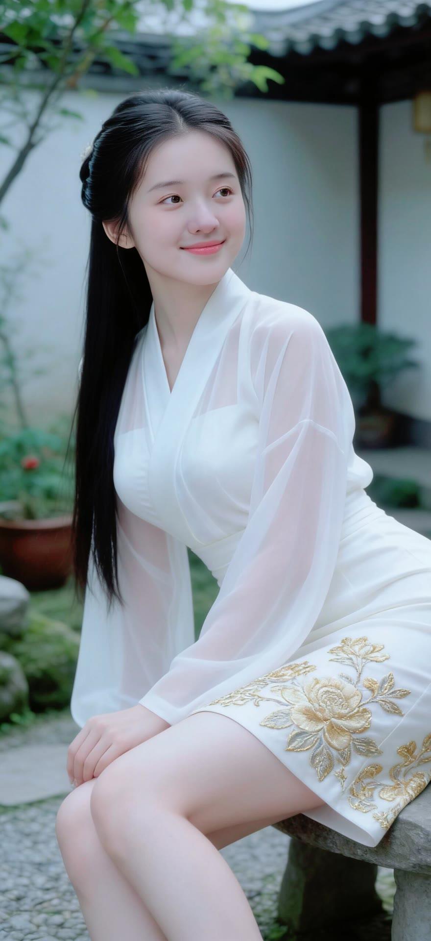 玉人倚栏坐，春光满院生。