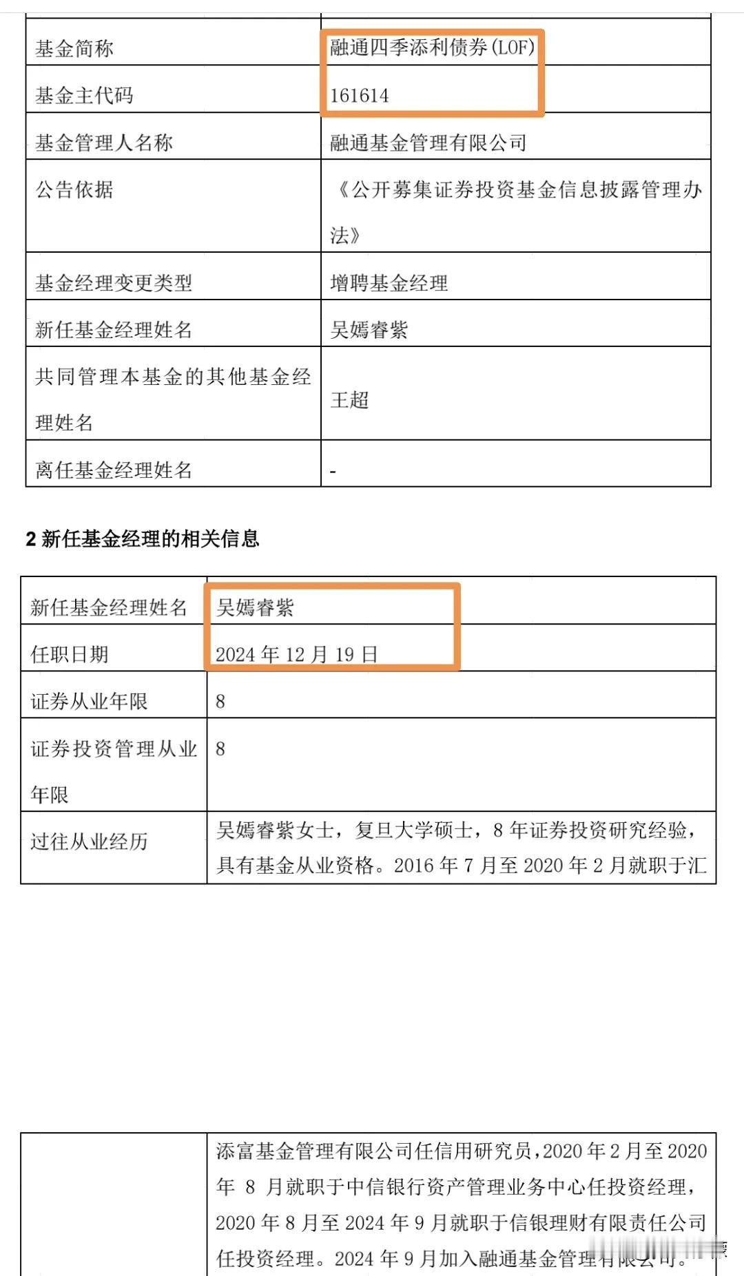 四季添利&吴嫣睿紫，融通基金这个安排很有意思！融通四季添利债券基金（161614