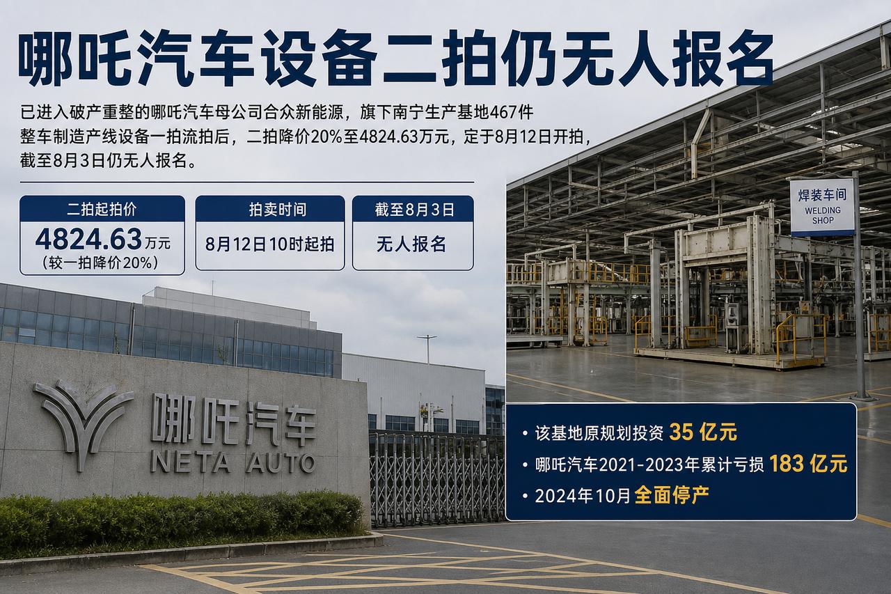 最近哪吒汽车南宁生产基地的设备拍卖这事，挺让人感慨的。467 件全套整车制造设备