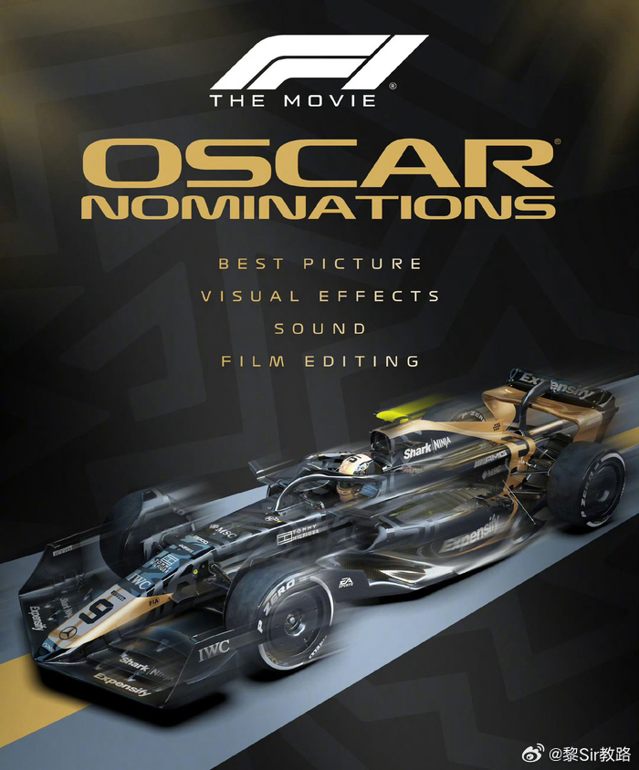 汉密尔顿-- 奥斯卡提名影片制片人《F1》获奥斯卡四项提名：最佳影片最佳剪辑最佳