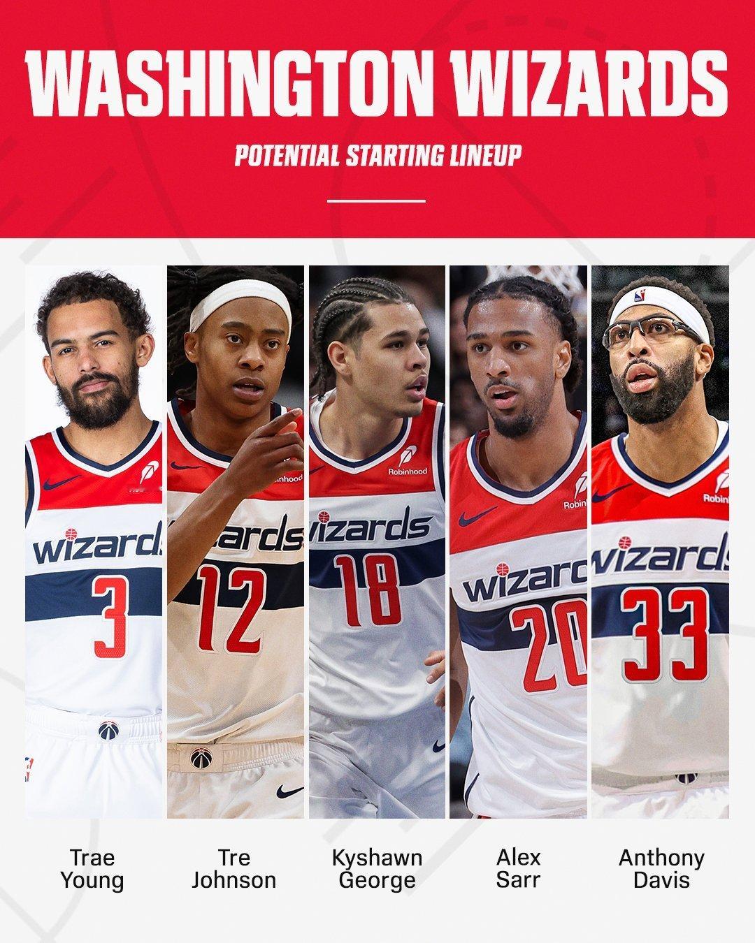 奇才最新首发！什么水平？特雷·杨、特雷·约翰逊、基肖恩·乔治亚历克斯·萨尔、安东