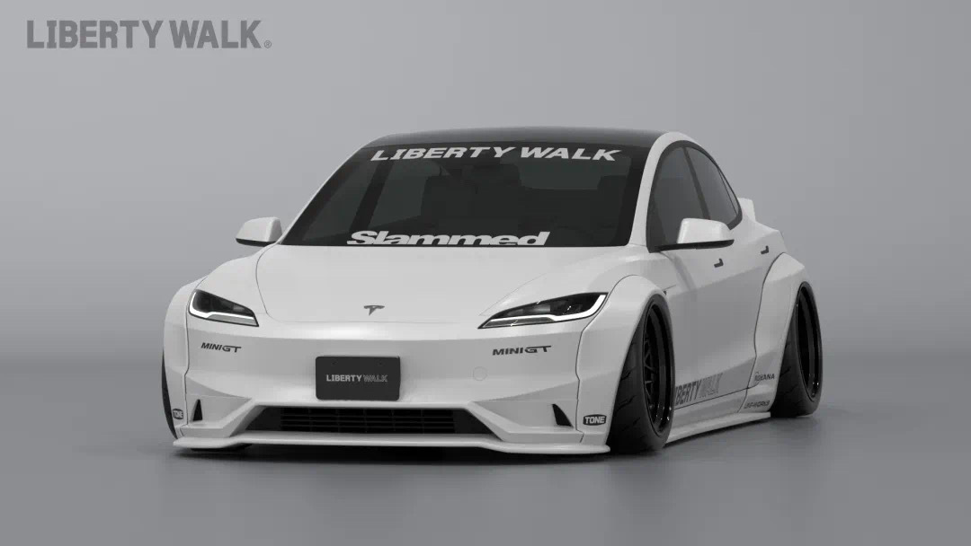 Liberty Walk推出了特斯拉Model 3的车身套件！这款名为LB E 