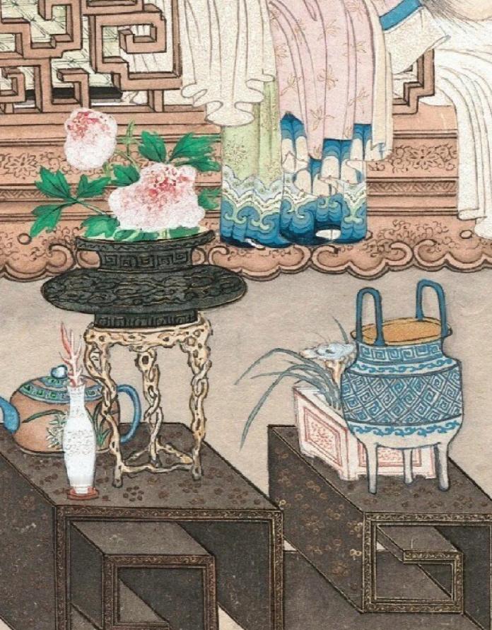 晚清·佚名画作《窥窗见鬼图》中国国家博物馆中的众多藏品中，有一幅前苏联1958年