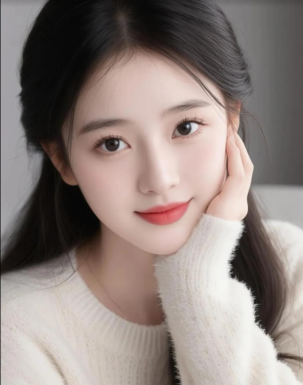 温柔甜美的少女，微笑中带着一丝羞涩。