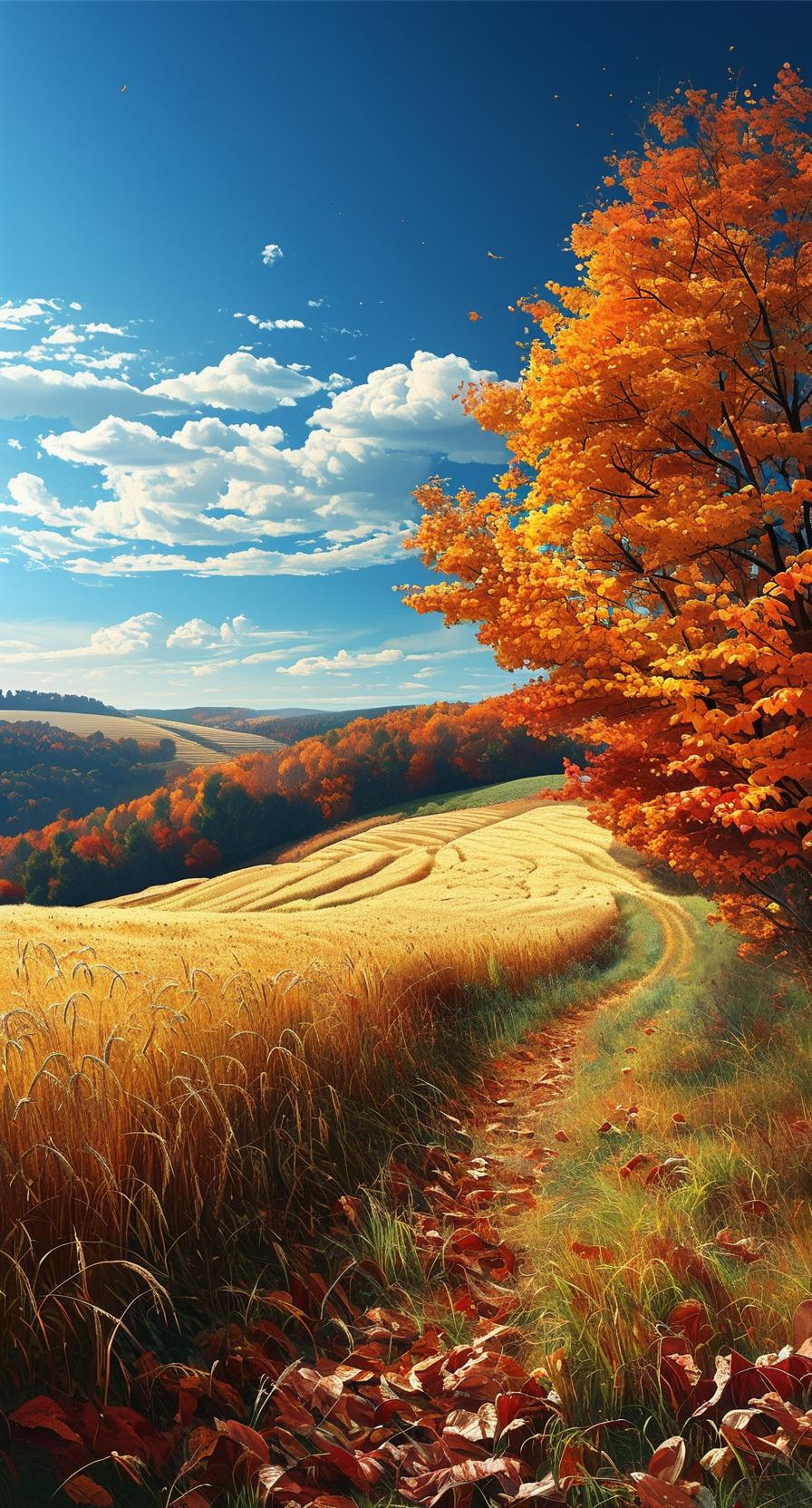 秋天是四季中最富有诗意的季节，它象征着丰收、成熟与沉静。金黄的稻田、红艳的枫叶，