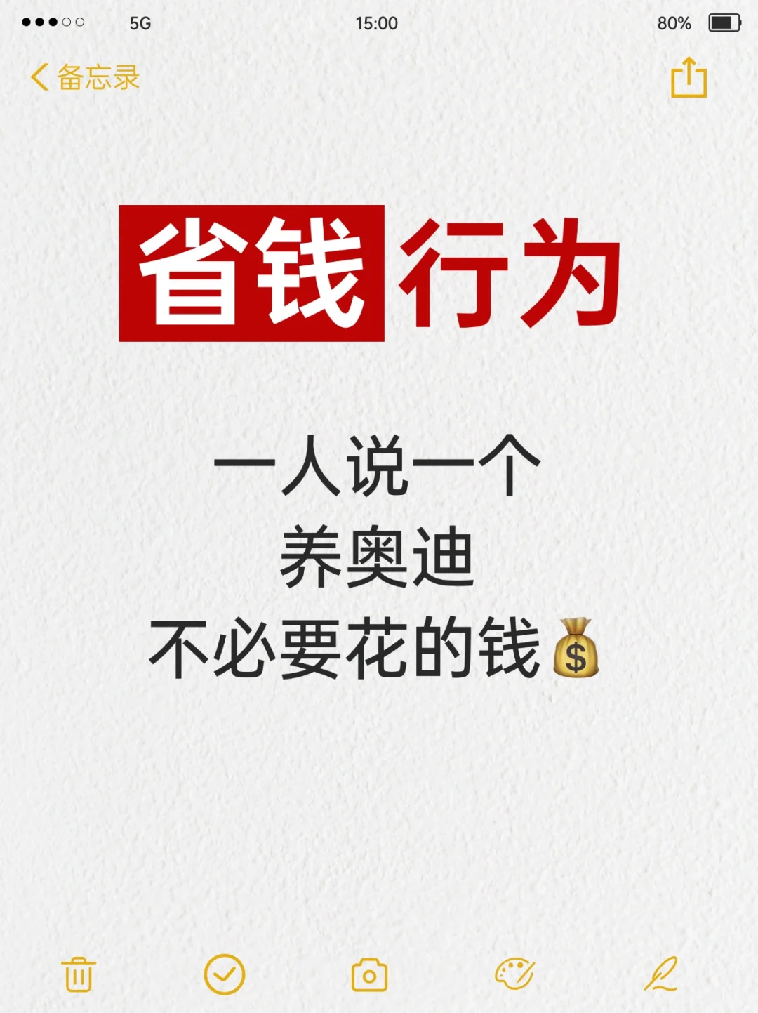 一人说一个养奥迪不必要花的钱💰‼️