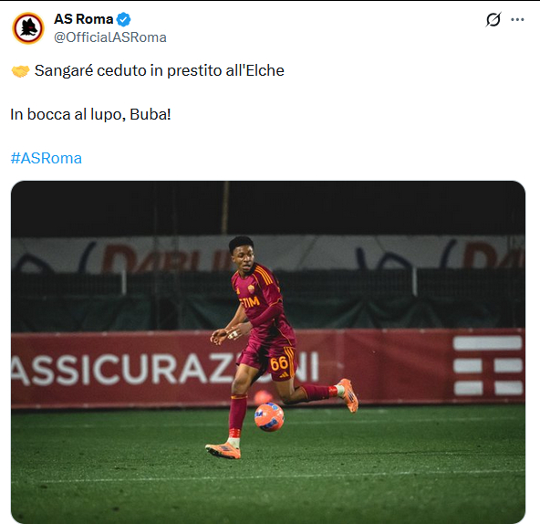 桑加雷加盟埃尔切的转会细节：免费租借+450万欧元可选买断条款，如果买断的话，罗