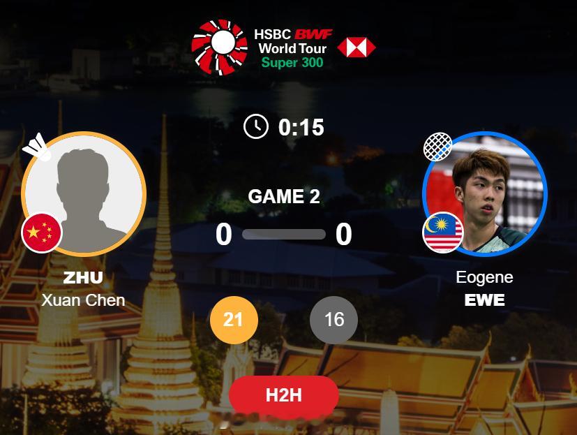 男单 资格赛 (4)朱轩辰 21-16 尤阳2026年泰国羽毛球大师赛