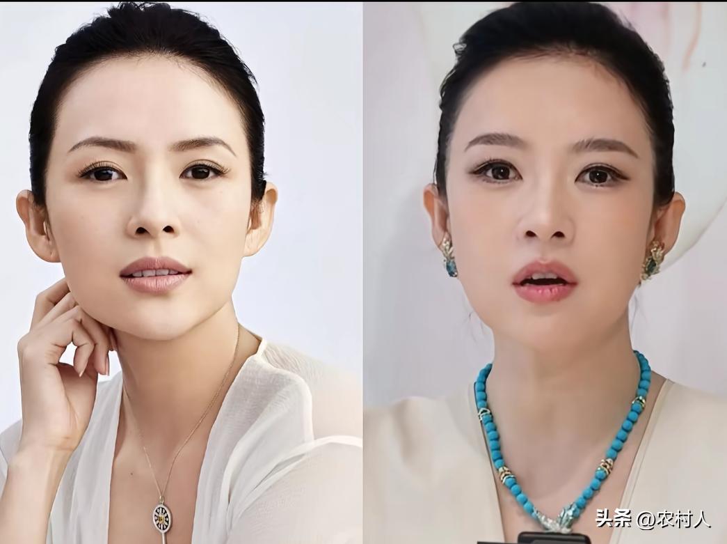 我怎么感觉章子怡和以前不一样呢？不会是整容了吧，我觉得第二个应该是章子怡的模仿者