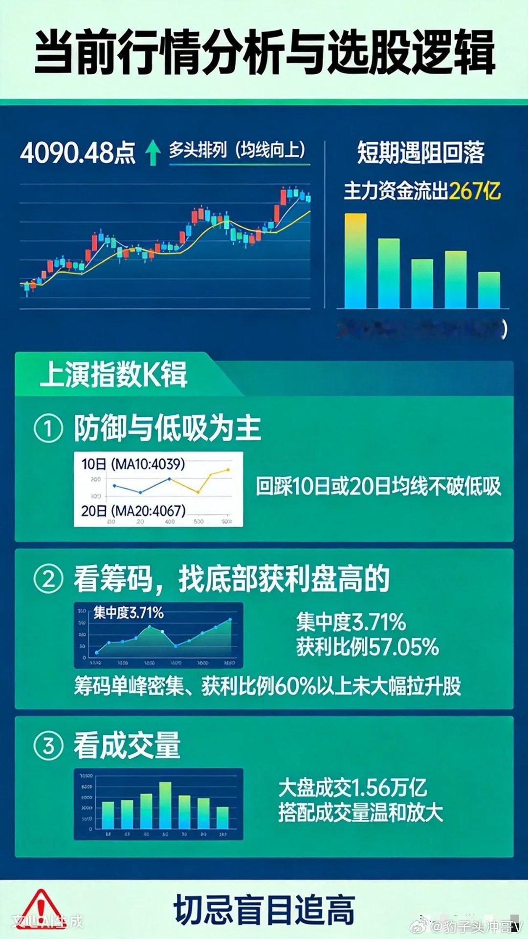 当前上证指数4090.48点，震荡分化行情下最优全套选股策略当下大盘整体格局梳理