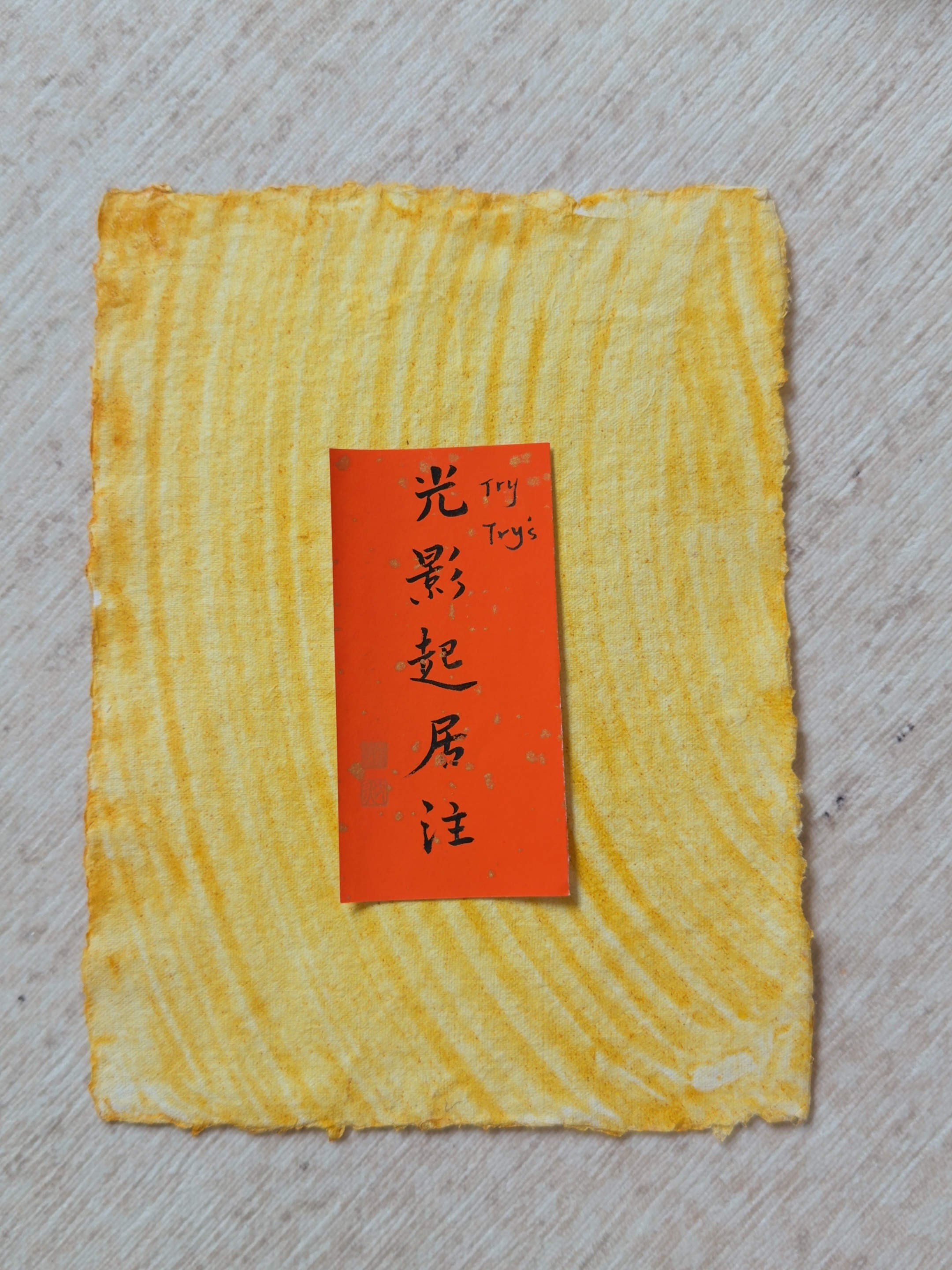 菲然给踹的相册起了名字：trytry的光影起居注。我们一起动手制作封面，黄色手工