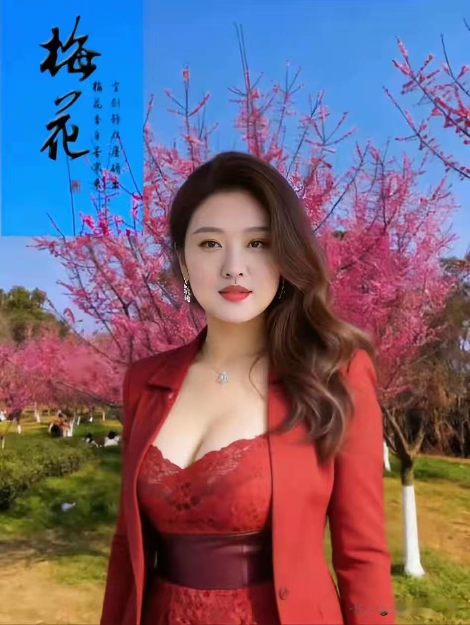 梅花引·红妆映梅
 
晴光漫染梅林色，风初软，香初彻。
一身红袂，与花争灼灼。