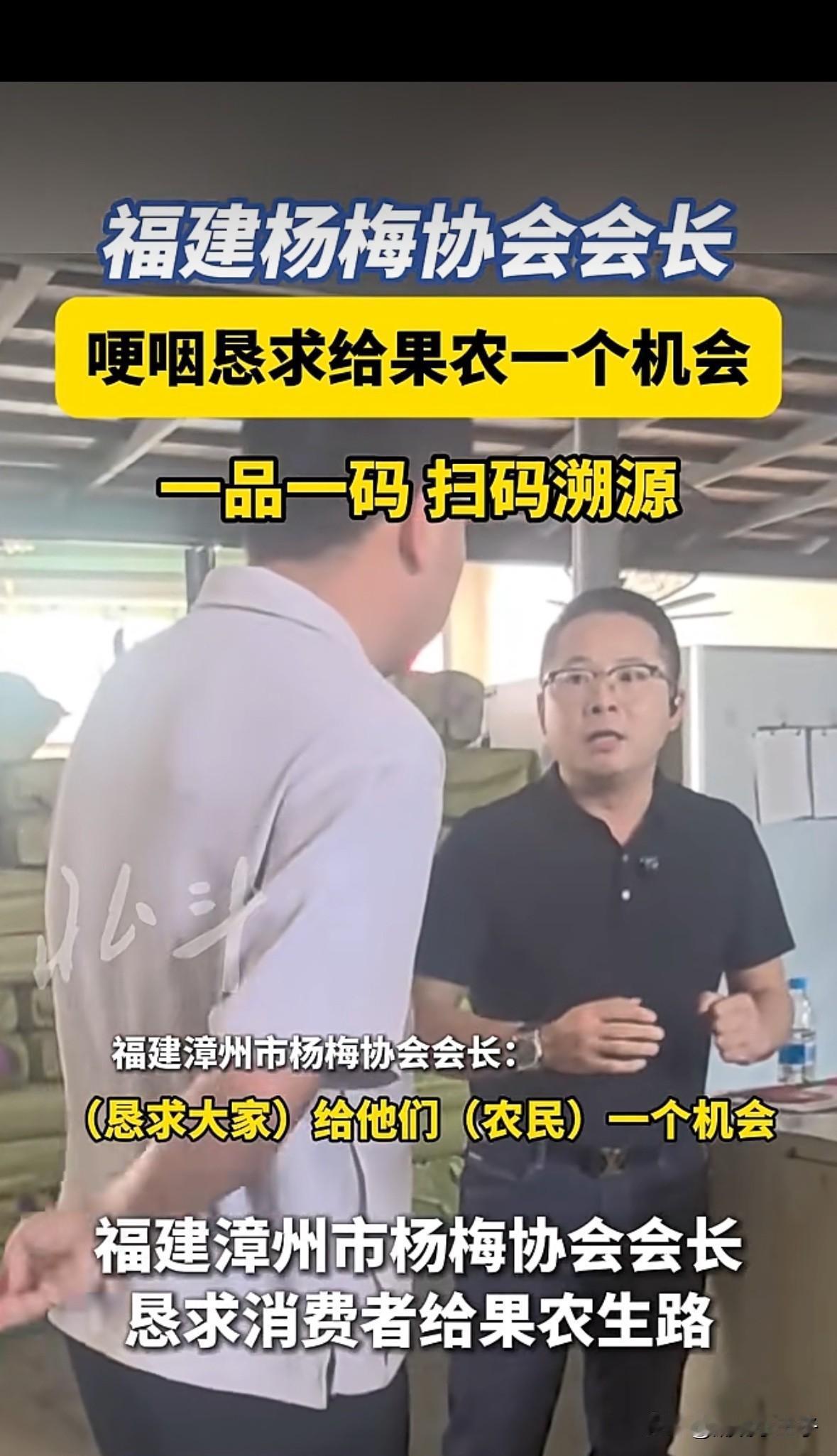 “杨梅是快消品，给他们一个机会吧……”
福建杨梅协会会长哭了，他哽咽恳求大家给他