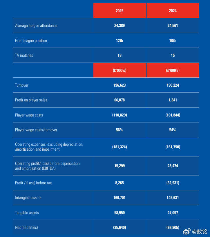 水晶宫 水晶宫24-25赛季财报收入 1.966亿英镑 - 转播权  1.17 