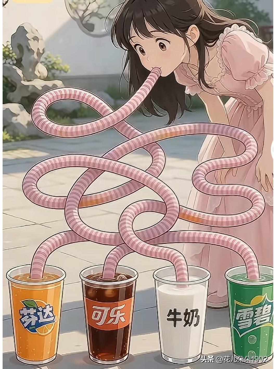小女孩喝得是雪碧  ，可乐 ，还是芬达？我绕晕了