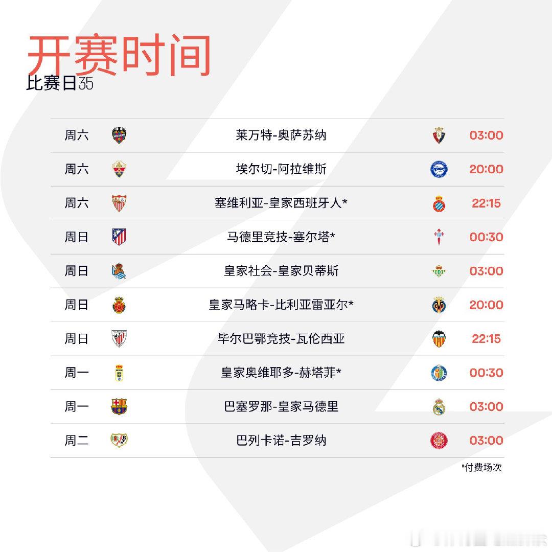 西甲第35轮 比赛时间出炉 📅国家德比 火热来袭🔥LALIGAEASPORT