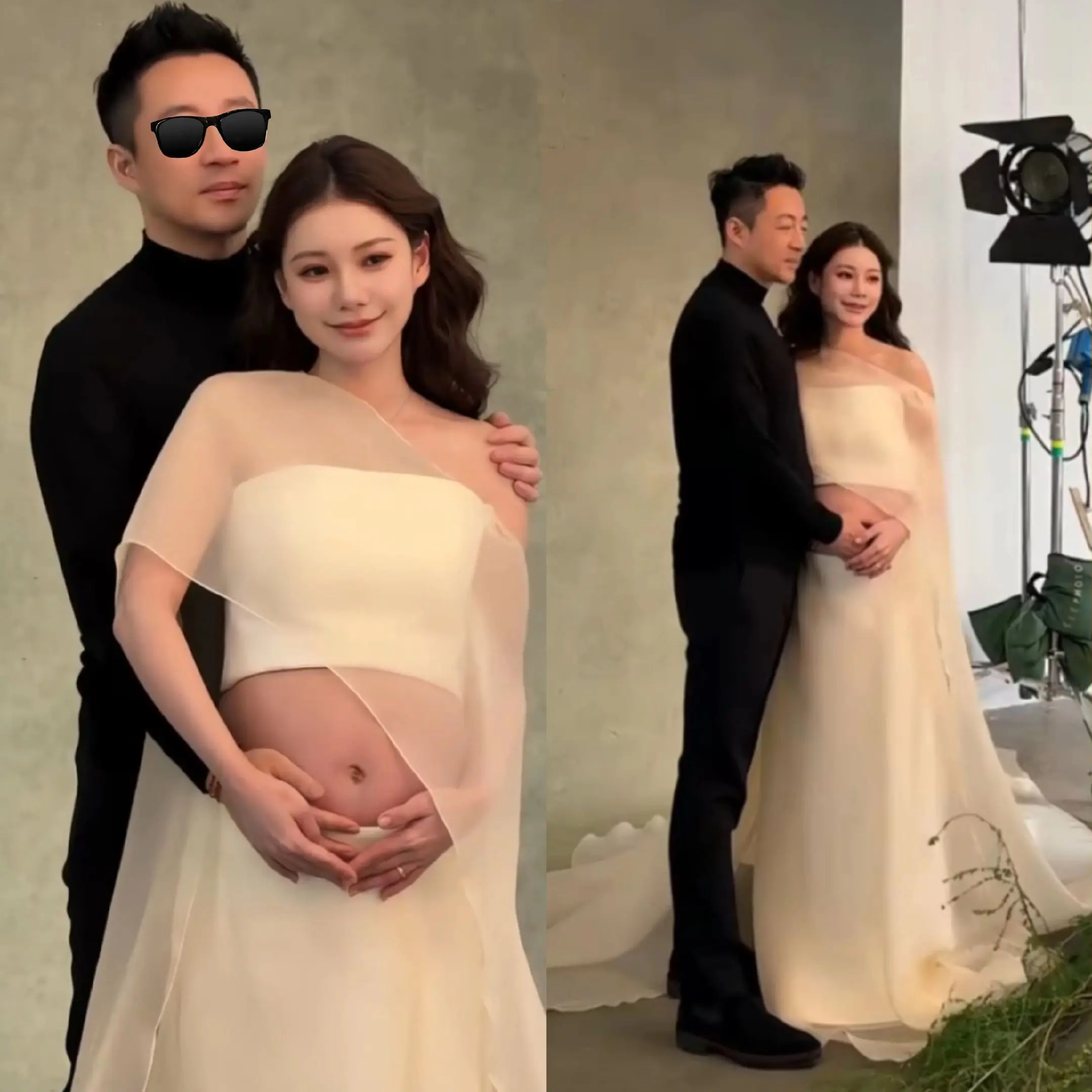 马筱梅孕晚期写真照公开，爱宠也出镜。马筱梅孕晚期跟老公一起拍写真，这真...