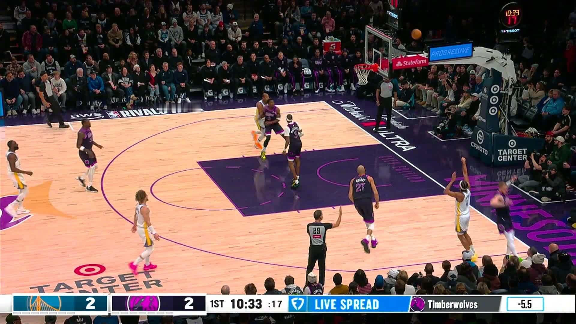 开场穆迪连得5分！勇士vs森林狼