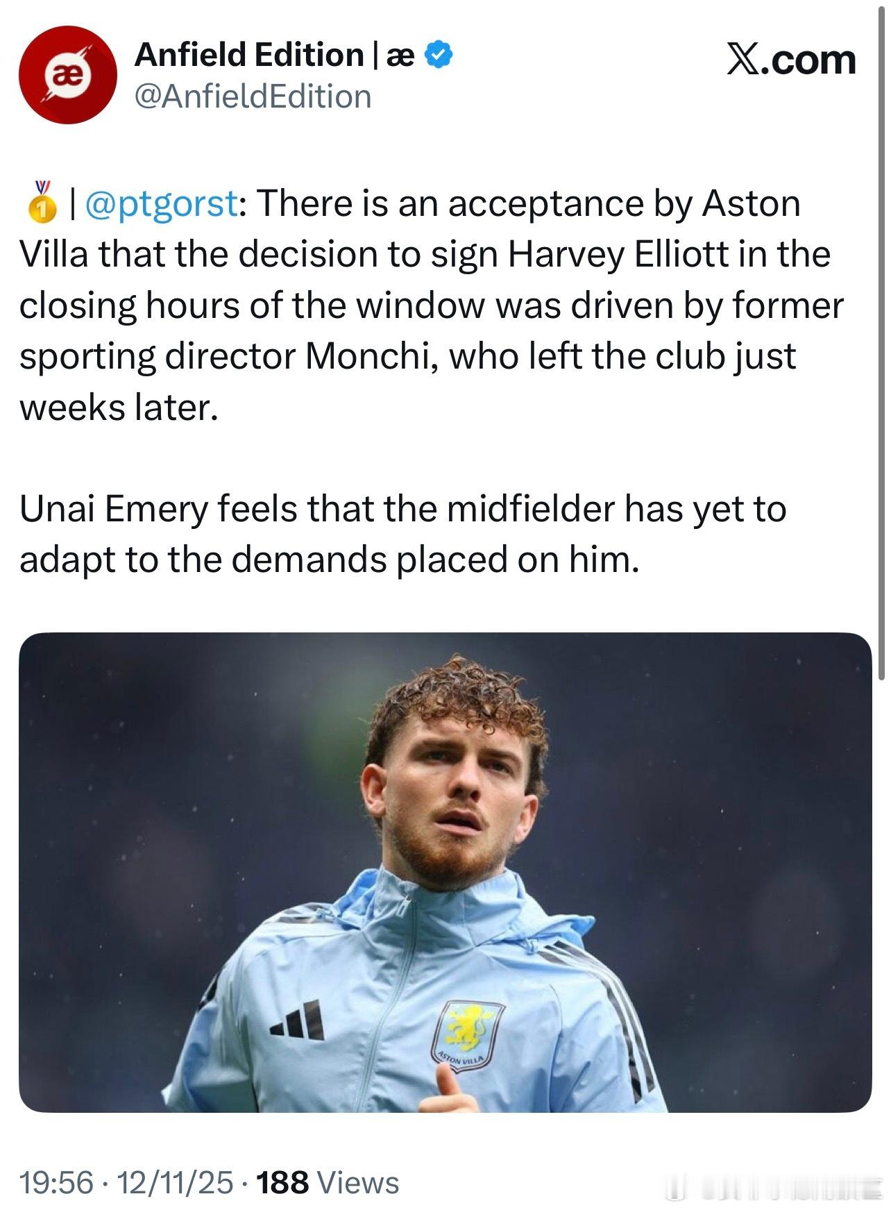 戈斯特透露在关窗前决定签下埃利奥特的这一决定是球队前体育总监蒙奇做的，但是蒙奇在