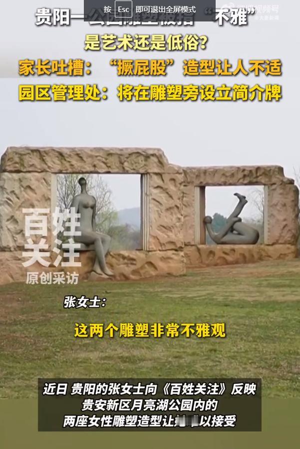 贵阳一公园两座雕塑被指不雅！

2月24日，贵州贵阳一公园内两座女性雕塑被市民吐
