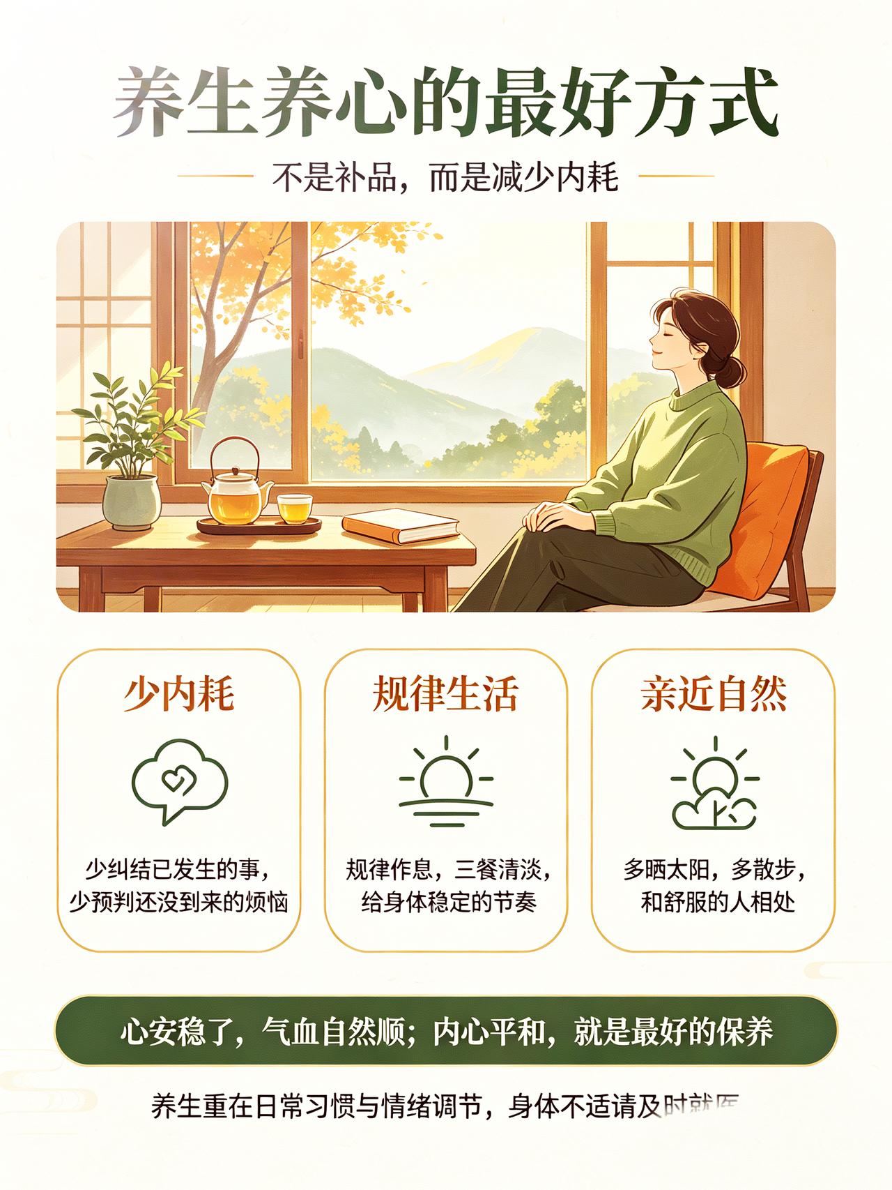 养生养心，不靠补品！最好的良药，其实是这几件小事
很多人养生，一味盯着保健品、食