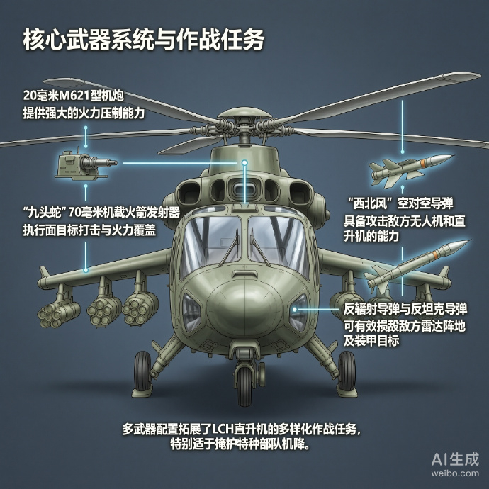军事ai新视野 印度LCH直升机机身长度：15.8米机身高度：4.7米旋翼直径：