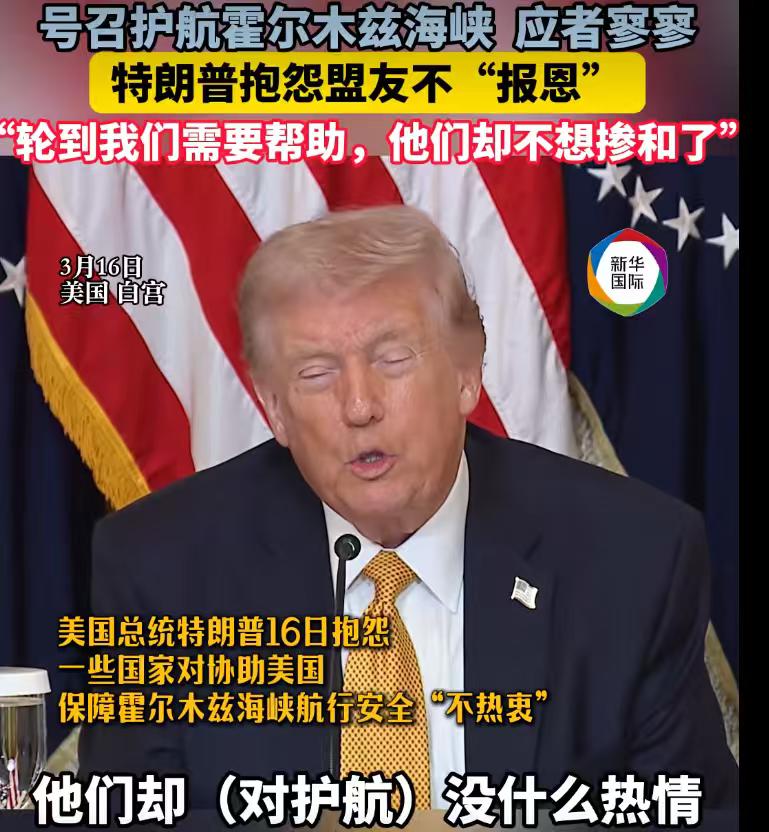 特朗普这次是真的不高兴了，盟友都不“听话”，美国保护他们几十年，现在美国需要帮忙