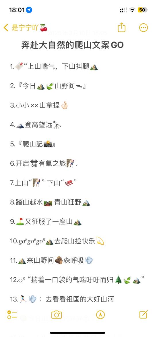 奔赴大自然的爬山文案GO