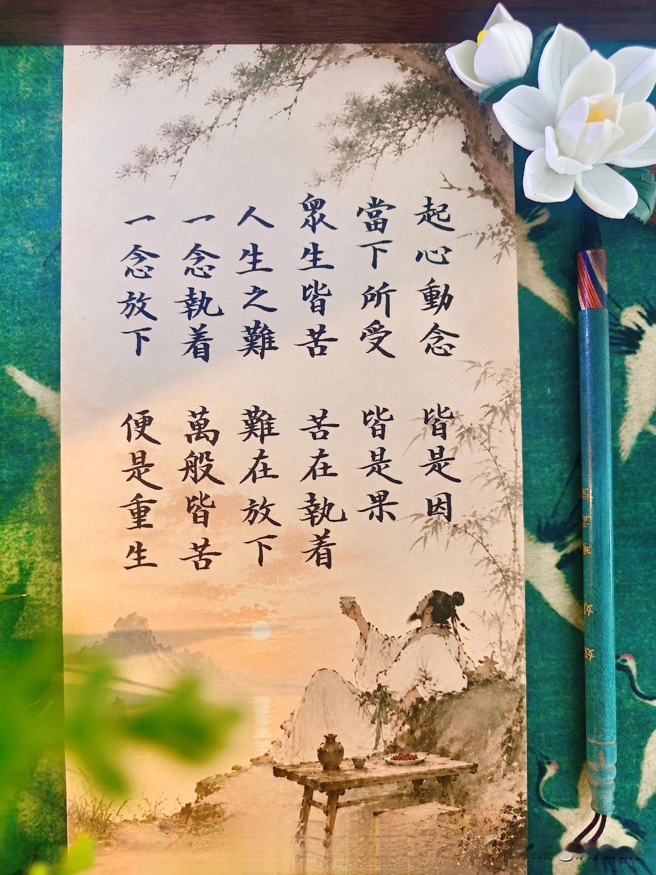 《一念起，万水千山；一念灭，沧海桑田》

执者失之，放者得之；苦者自苦，达者自达