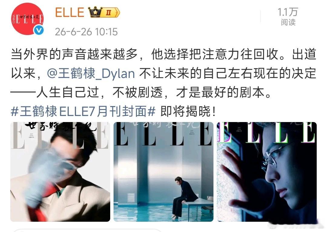 王鹤棣不让未来的自己左右现在的决定王鹤棣elle7月刊预告 王鹤棣ELLE7月刊