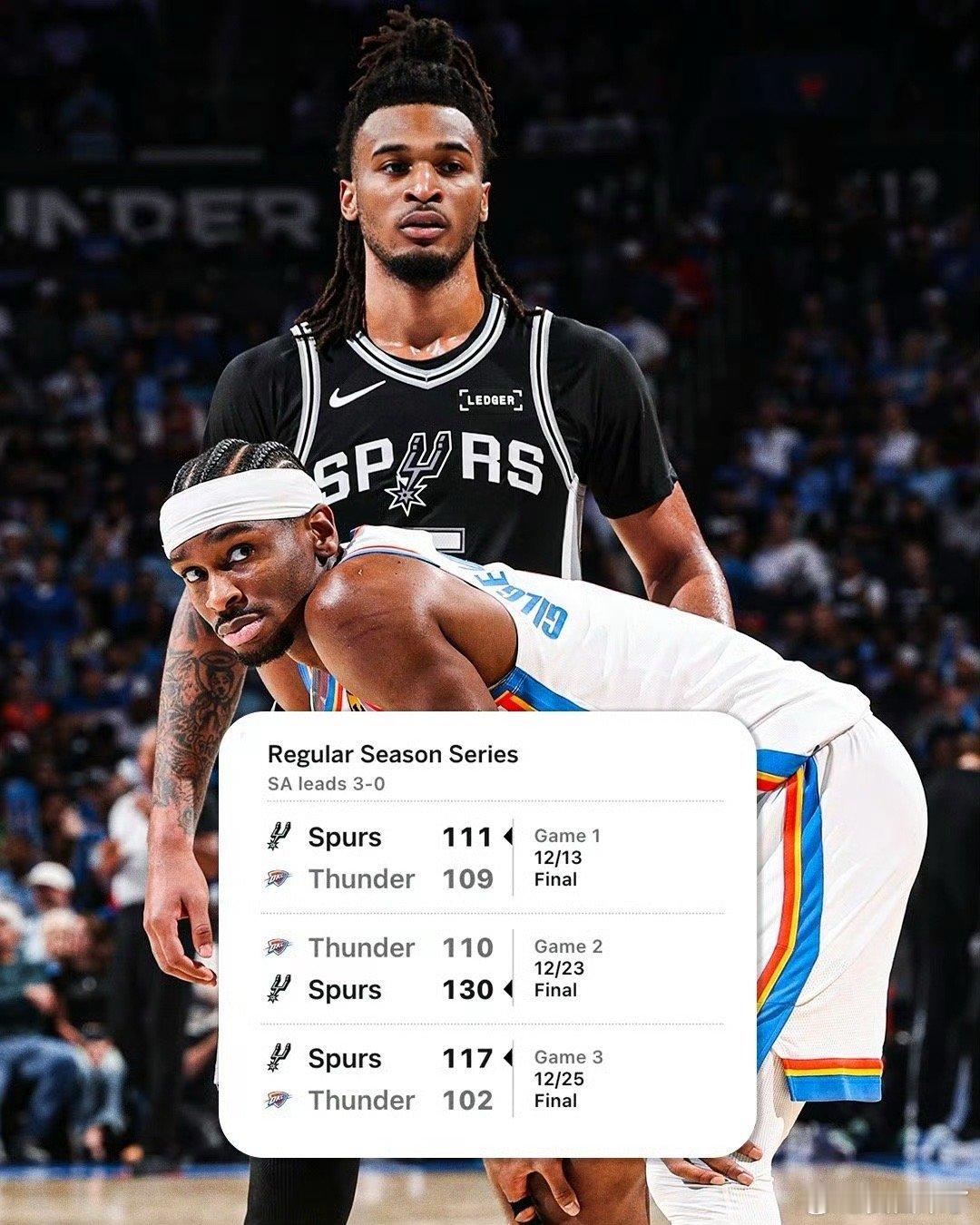 马刺三杀雷霆文班太强啦！ 