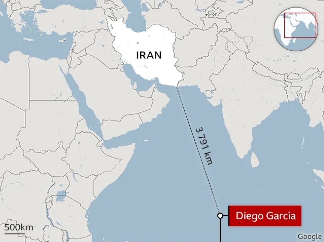 据多名美国官员称，伊朗向位于印度洋中部的美英联合军事基地迭戈加西亚发射了两枚中程