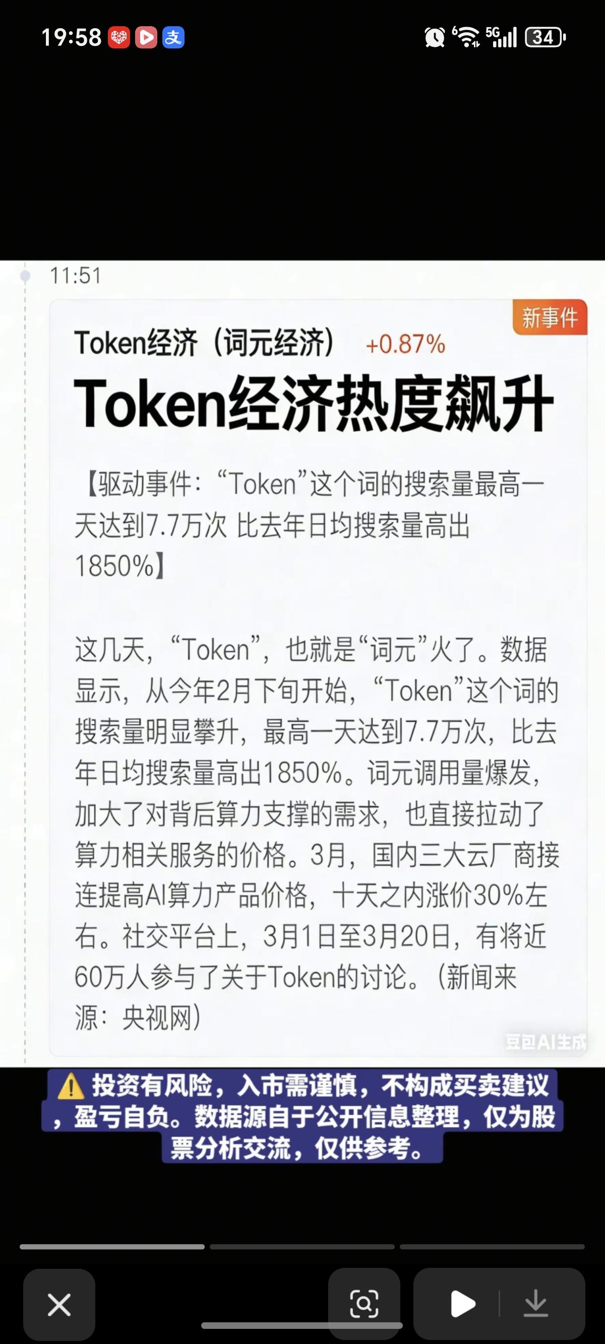 Token经济热度飙升！

近期Token火了，也就是词元经济！热搜数量达到日均